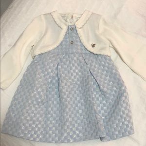 Blue dress with attached cardigan